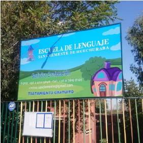 aviso-san-clemente-de-huechuraba-chile aviso exterior corporativo para escuela de lenguaje san clemente de huechuraba